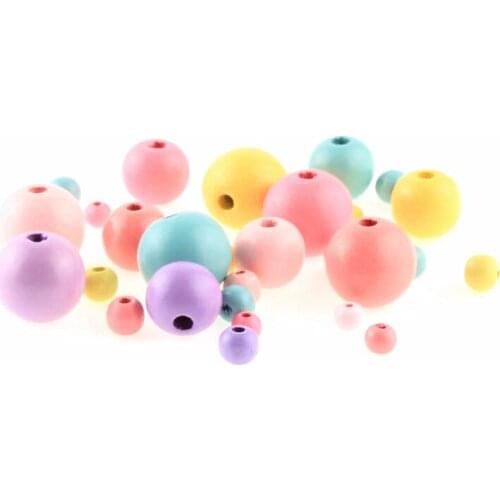 10/20/150/300/500pcs Round Ball Mixed Colorful Natural Wooden Beads Loose Beads For Jewelry Making DIY Costume Necklace Supplies