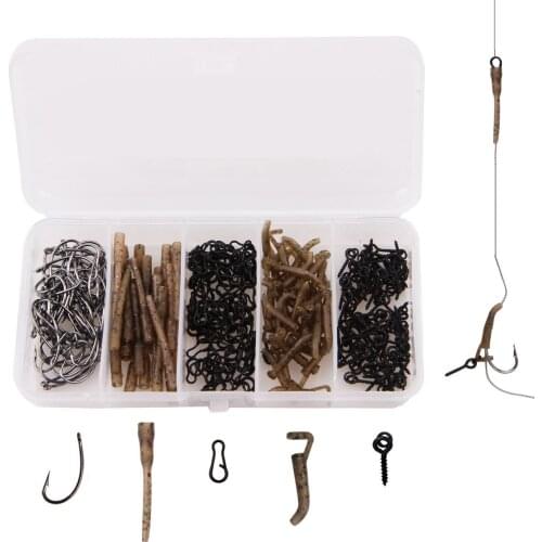 100pcs-200pcs/box Carp Fishing Tackle in Box Rigs Safety Clips Hooks Swivel Snap carp fishing hook bait screws for carp fishing