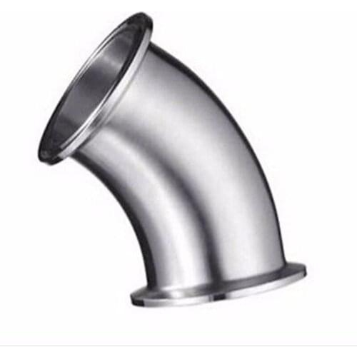 32mm O/D 304 Stainless Steel Sanitary Ferrule 45 Degree Elbow Pipe Fitting 1.5" Tri Clamp