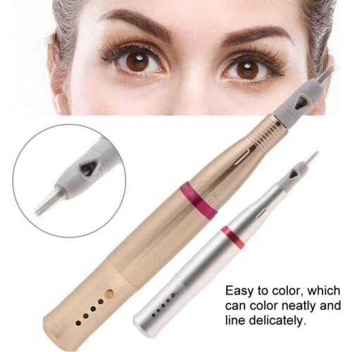 4 Types Semi-permanent Eyebrow Tattoo Pen Microblading Lip Eyeliner Tattoo Machine Pen Rotary Gun For Eyebrow Lip Tattoo Set