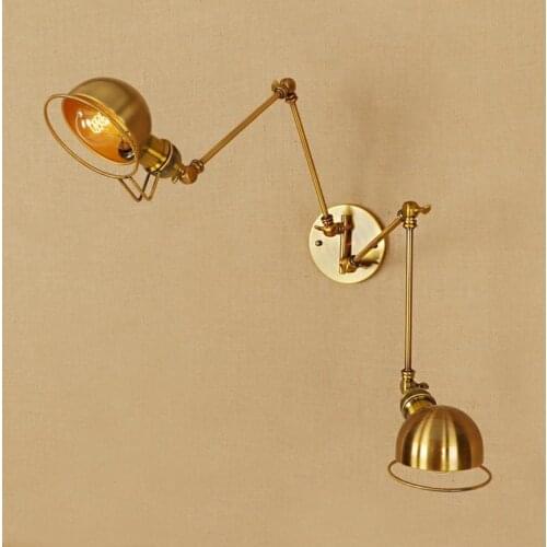 Bar Retro 2 arms Swing Wall sconce E27 bronzed wall lamp for home Hotel lighting Arandela Loft Antique iron wall light fixtures