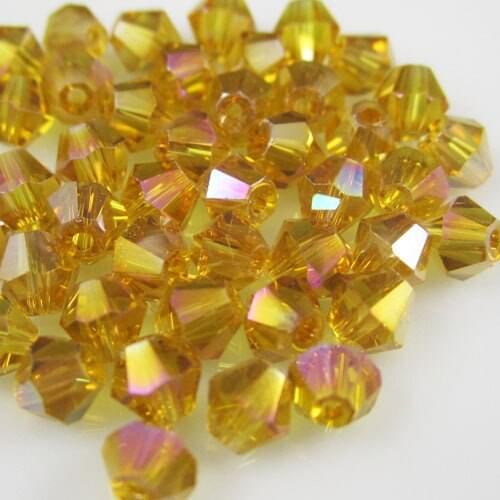 Free Shipping, 720pcs/Lot 4mm topaz AB color Chinese Top Quality Crystal Bicone Beads.5bags