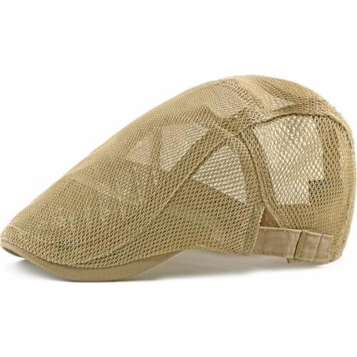 New Hollow Design Mens Beret Summer Solid Colors Women Mesh Caps Adjustable Breathable Baseball Caps Vintage Sun Hats Wholesale