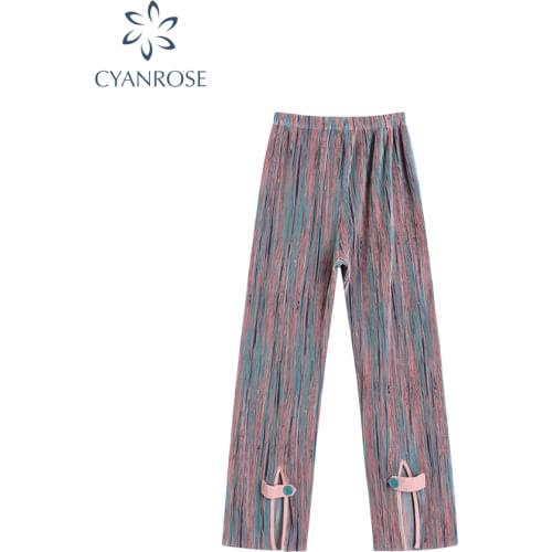 High Waist Casual Long Pants Women Summer 2021 Harajuku Hip-hop Vintage Print Wide Leg Trousers Unisex Loose Gothic Streetwear