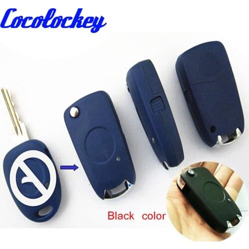 Cocolockey Blank Key One Button Modified Flip Remote Key Shelll for Fiat One Button on Side Uncut Blade In Black Color No Logo