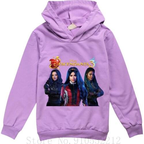 Disney Girls Harajuku Sweatshirts Descendants 3 Printed Long-Sleeved Hoodie Cartoon Casual Pullovers Graphic Tops Kawaii Hoodies