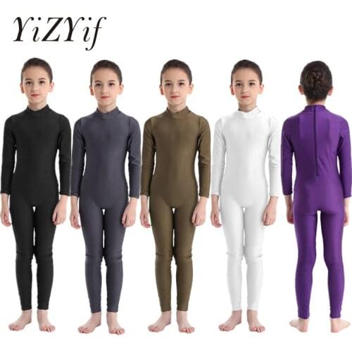 Gymnastics Leotard For Girls Ballet Leotards Dancewear Bodysuits Long Sleeves Zippered Jumpsuit Unitard Ballet Dance Clothes