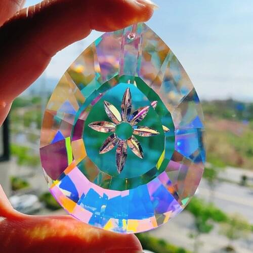 H&D 76mm Crystal Window Hanging Prisms Suncatcher Glass Drop Pendant Chandelier Lamp Prisms Ornament DIY Home Wedding Decor