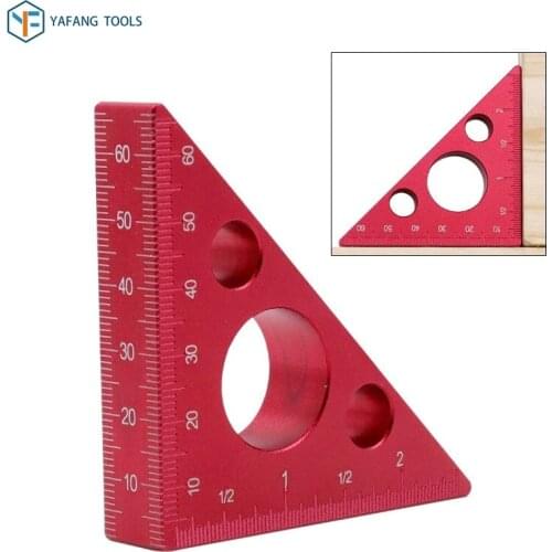 Measurement Tool Try Square Ruler Aluminum Alloy Protractor Triangle Ruler Carpenter Line Scriber Saw Guide Hole Locator