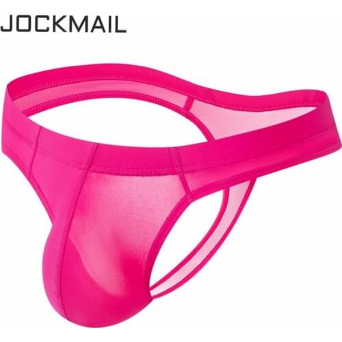 JOCKMAIL Jockstrap G String Penis Pouch Thong Bulge Gay Male Underwear Solid Seamless Transparent Lingerie String Homme Slip
