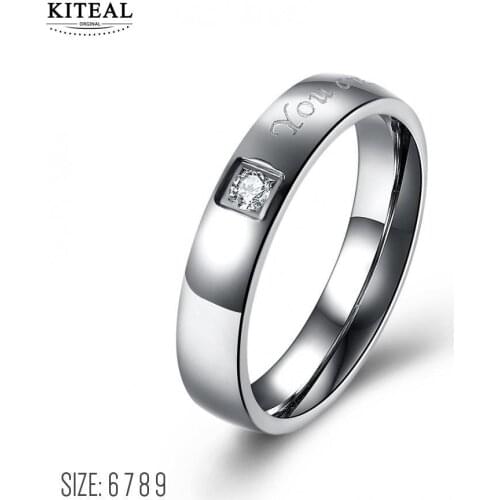KITEAL New Sale Titanium Steel White size 6 7 8 9 Perfume women rings Monochrome Crystal couple ring opal diy