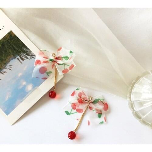 Beautiful Temperament Cherry Girls Dangle Earrings Fairy Summer Bowknot Earings Fashion