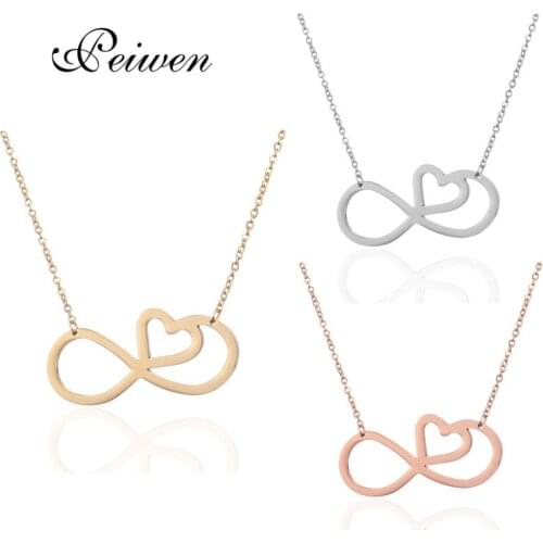 Fashion Heart Infinite Shape Pendant Necklace Stainless Steel Gold Silver Color Chain Jewelry for Women Men Jewelry Charm Choker