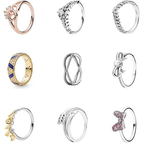 Fashion Classic S925 Loved Script, Blue Stripes & Stones, Crown Interwined Hearts, Crossing Bands, Delicate Sentiments Ring