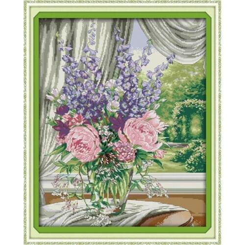 Joy Sunday Cross Stitch kit Needlework Embroidery 14CT Aida Fabric stamped cross stitch pattern Crafts DIY flower cross stitch