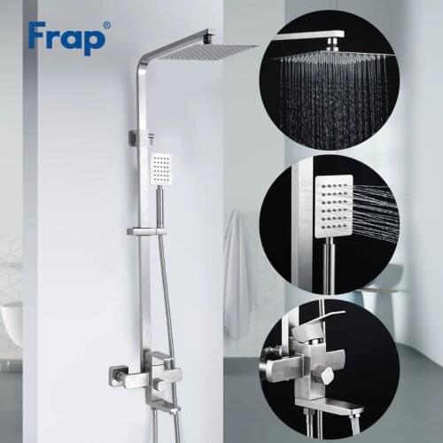 Frap new Wall Mounted shower system stainless steel Rain Shower faucets Set system cold&hot water Square hand shower panel tap