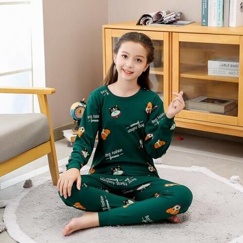 New Girls Sleepwear Autumn Cotton Pajamas Sets Children Homewear for Girls Pyjamas Nightwear 10 12 15 17Y Teenage Pijama Clothes