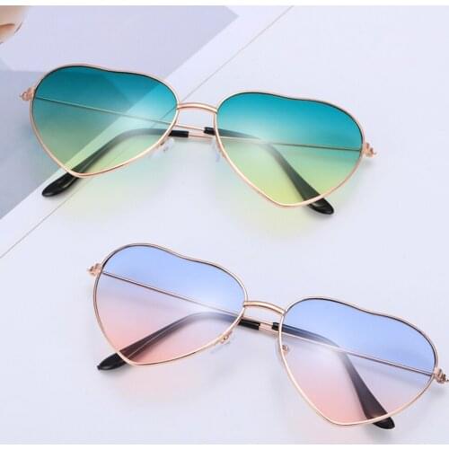 1PC New Vintage Heart Shaped Gradient Sunglasses Women Fashion Metal Frame Sun Glasses Fancy Dress Outdoor Beach UV 400 Goggles