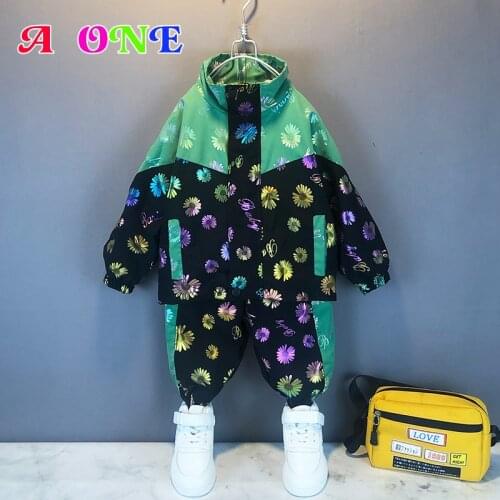 Autumn Spring baby set boys denim jacket +pants children 2 pcs set kids suit for kids ins geometric letter full print 2-12 yrs