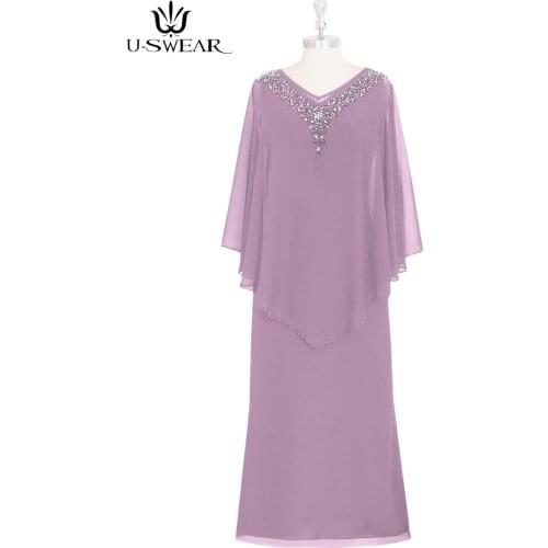 Mother of The Bride Dresses V-neck with Chiffon Beading Jacket Wedding Party Dress Mother Dress for Wedding Vestido Mae Da Noiva