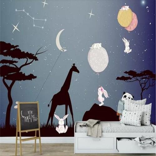 Custom wallpaper fashion hand-painted bunny film background wall - decorative waterproof material