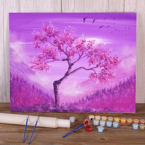 Natural Scenery Silence Paint By Numbers Set Acrylic Paints 40*50 Canvas Pictures New Design For Handicraft