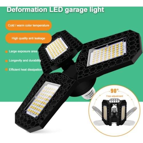 40/60/80W LED Garage Lights Industrial Deformation Folding Lighting Light Indoor Workshop Warehouse Factory Adjustable Lamps