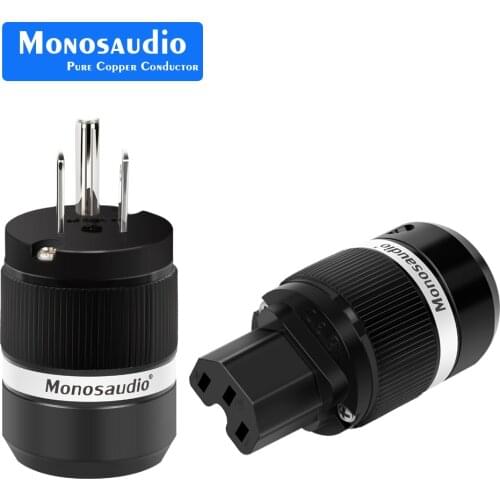 Monosaudio M100R/F100R Pure Copper Rhodium Plated US AC Power Plug American Powe & IEC Connector for Audio DIY Mains Power Cable