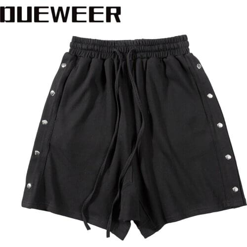 Dueweer Harem Hip Hop Shorts Men Summer Drop-crotch Cotton Double Side Buttons Men Loose Casual Shorts Streetwear Sweatpants