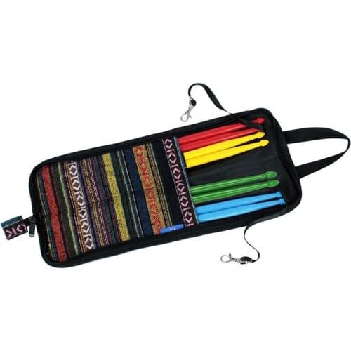 Portable Folk Style Knitted Drum Stick Gig Bag Waterproof Drumsticks Storage Case Holder Percussion Instruments Accessories