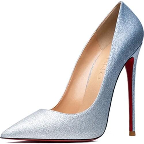 Women Glitter High Heeled Pumps Spring Red Bottom Shoe Sparkle Ladies Bling Sexy Stilettos Bride Wedding Dress Shoes Women Shoe
