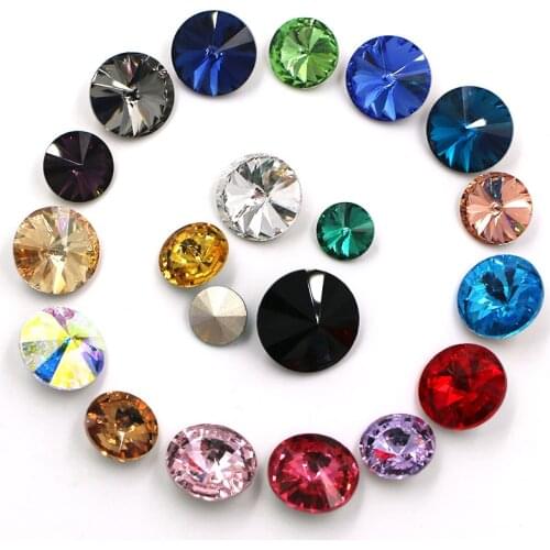 Nail Decoration Round Shape Pointback Glass Crystal Rivoli Rhinestones For Jewelry Making/Earring/Necklace/Clothing Accessories