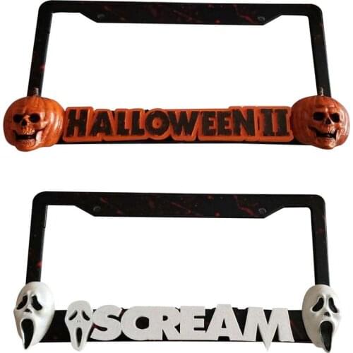 Universal Automobile License Plate Frame Halloween Style Car Tail Decoration Anti-Rust Aluminum Alloy License Plate Metal Frame