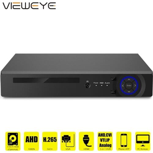 DVR 16CH H.265 CCTV Recorder For CVBS AHD Analog Camera IP Camera Onvif P2P 1080P Video Surveillance DVR Recorder Registrar
