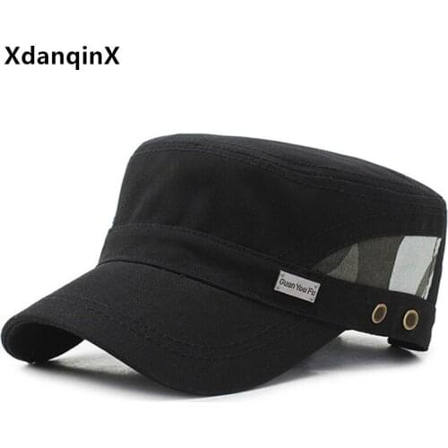 XdanqinX New mesh cap for men army military hats adult mens flat cap casual sports caps adjustable size breathable fishing hat