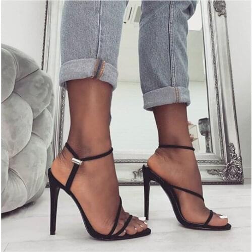 Women Thin Heels Sexy Cross Strap Narrow Band Party Dress Sandals Ladies Summer Ankle Strap High Heels Sandals Zapatos De Mujer