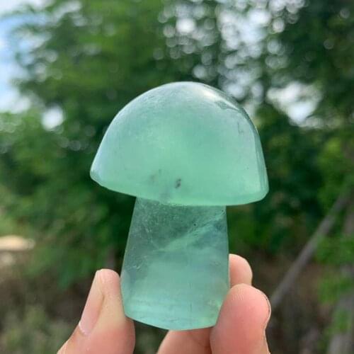 Hot sales beautiful natural green fluorite mushroom as gift wholesale for home decor