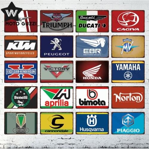 Ducati Metal Plaque Vintage Moto Guzzi Sign Bar Home Wall Decor Signs Retro Piaggio Metal Posters Tin Sign Man Cave Garage Decor