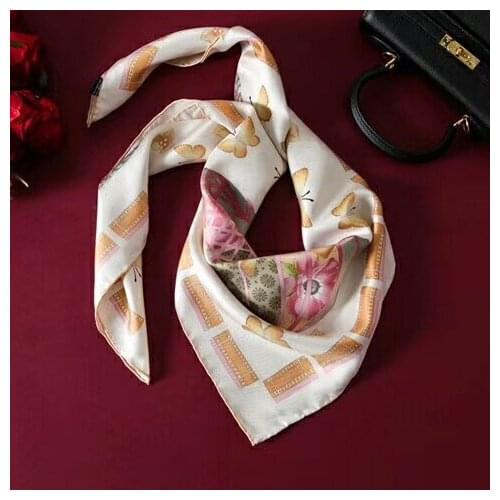 2019 new arrival fashion elegant brand butterfly 100% silk scarf 90*90 cm square shawl twill wrap for women free shipping