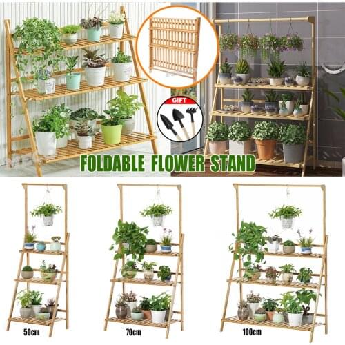 3 Tiers Wooden Plant Stand Pot Durable Plant shelf Flower Pot Stand Storage Rack Plant Holder Outdoor Furniture Decoration