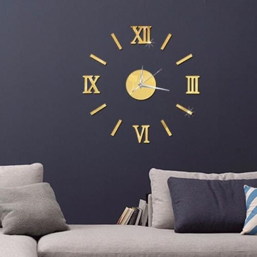 2022 Newest Arrival Modern 3D DIY Roman Numerals Mirror Art Wall Clock Sticker Home Office Home Decoration