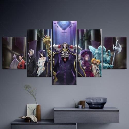 5pcs OVERLORD Anime Canvas Poster Wall Decor Paintings for Living Room Bedroom Decor-NO Frame