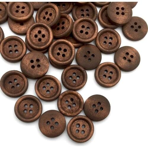 50PCS 18mm 4 Hole Brown Wood Buttons for Sewing Scrapbook Clothing Crafts Gift Jacket Blazer Sweaters Handwork Accessories SC019
