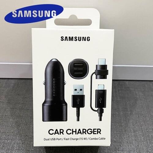 Samsung Fast Car Charger Dual USB Adaptive Quick Adapter Micro USB Type C Cable For Galaxy s10 s9 s8 Plus S20FE Note 20 10 plus