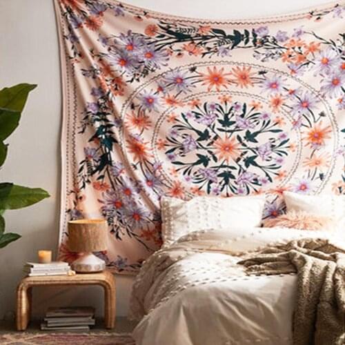 Bohemia Style Flower Wall Hanging Tapestry Blanket Carpet Backdrop Decoration
