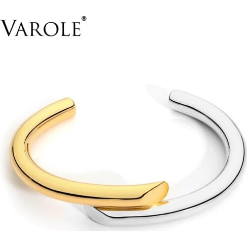 VAROLE Brand New Jewelry Simple Lines Design Bracelet Gold Color Bangle Bracelets For Women Cuff Bracelets Manchette Bangles
