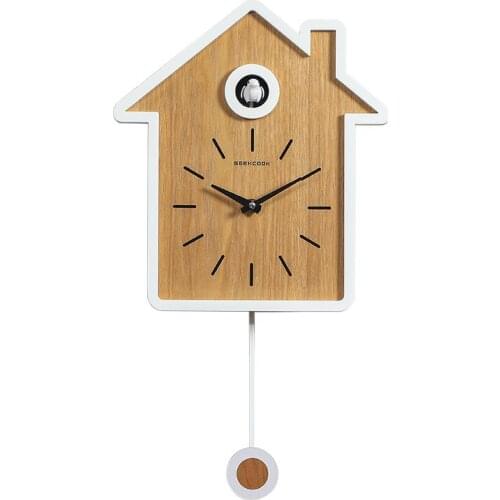 Pendulum Nordic Cuckoo Clock Modern Design Creative Small Wall Watch Living Room Simple Reloj Pared Home Decor with Bird EB50WC