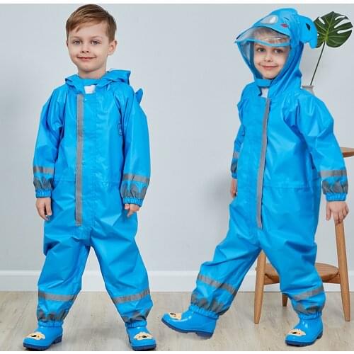 Hooded Kids Raincoat High Visibility Reflective Rainsuit Rainwear Breathable Raincoat For Children 0.9-1.35M Boy Girl Students