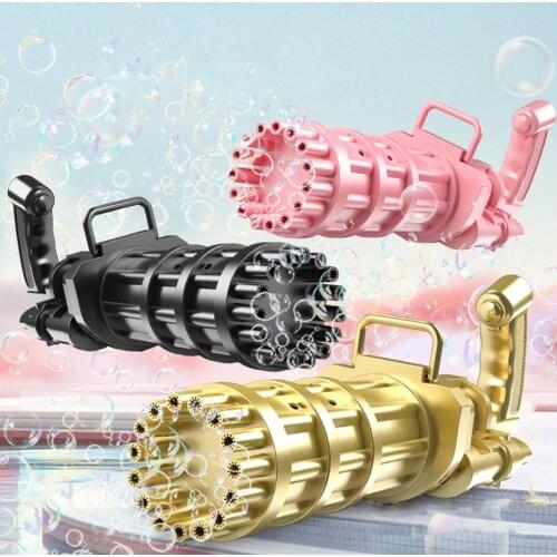 Kids Electric Gatling Bubble Gun Toys Summer Soap Water Bubble Machine 2-in-1 Electric Bubble Machine For Children Gift Toys