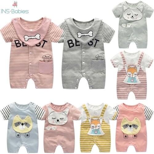Newborn Baby clothes for girls Summer Babies Boy Romper cotton pink Girl Clothes 6-18m short sleeve Animal Baby Jumpsuit Costume